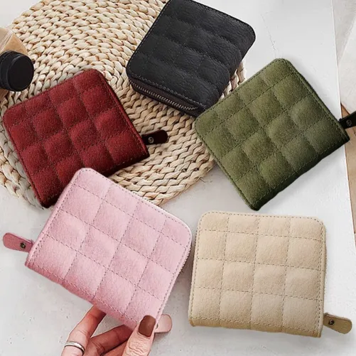 Korean Style PU Leather Card Holder Zipper Wallet Purse